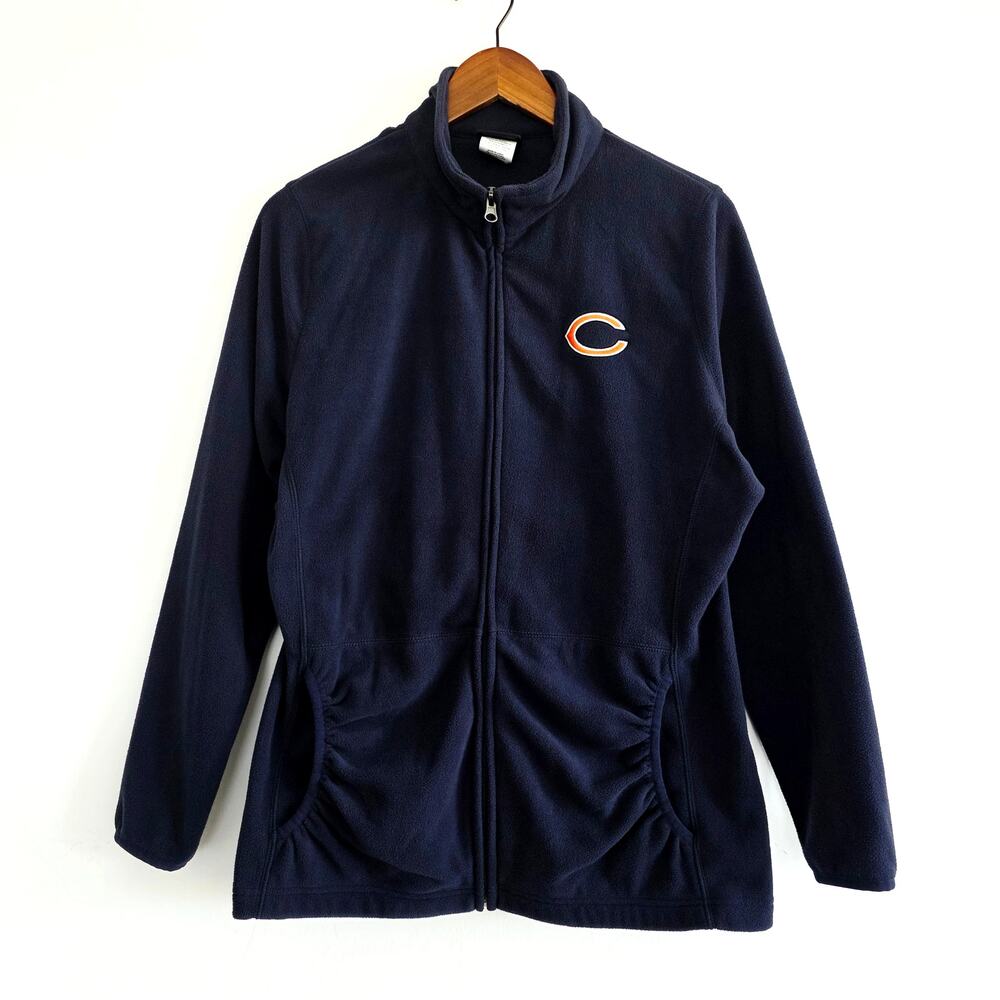 NFL Team Apparel Woman's Navy Blue Chicago Bears Fleece Full Zip Jacket Sz Large